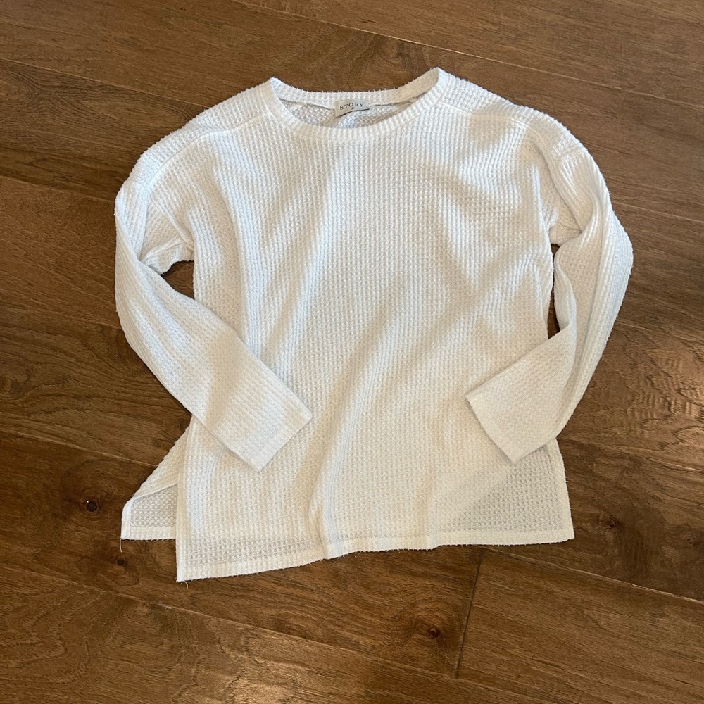 White split hem waffle tunic